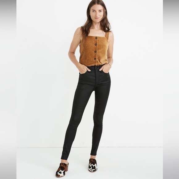 Madewell | 10" High-Rise Skinny Jeans: Coated Edition Black | 28 - Picture 1 of 13